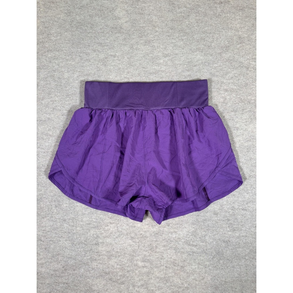 Lululemon Running Shorts Womens Large Purple Lined Split Hem Foldover Waist 3 In